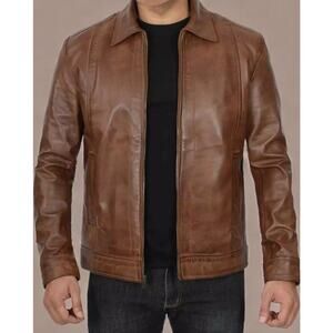 Real Leather Mens Reeves Harrington Lambskin Chocolate Brown Jacket XL Classic